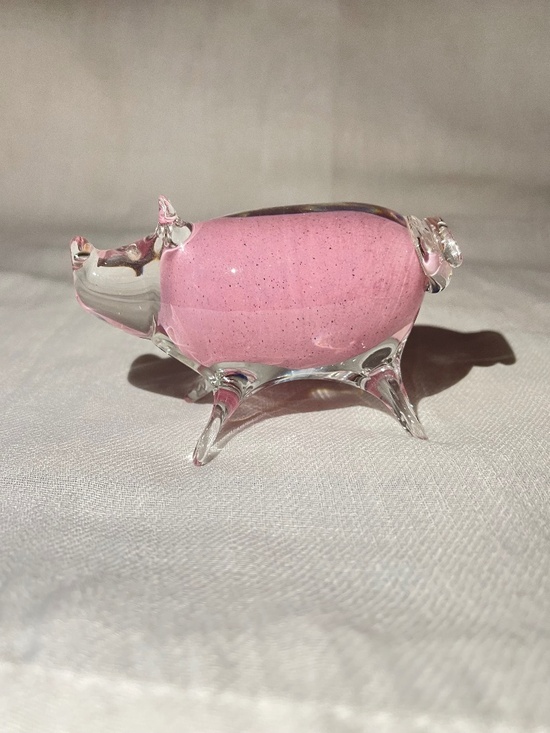 Murano Other - Glass Studiolasi Pertunmaa Vintage 1977 FinnishHandblown Pink Glass Pig Figurine
